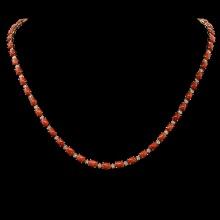 14K Gold 18.30ct Coral 1.10ct Diamond Necklace