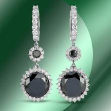 14K Gold 22.28cts Black Diamond Earrings