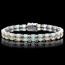 14k Gold 6.50ct Opal 1.20ct Diamond Bracelet