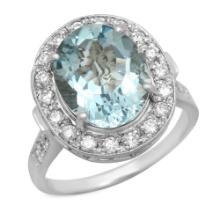 14K Gold 3.99ct Aquamarine 0.55ct Diamond Ring