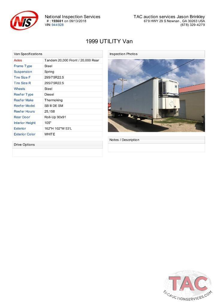 1999 Utility 53 Foot Reefer Trailer