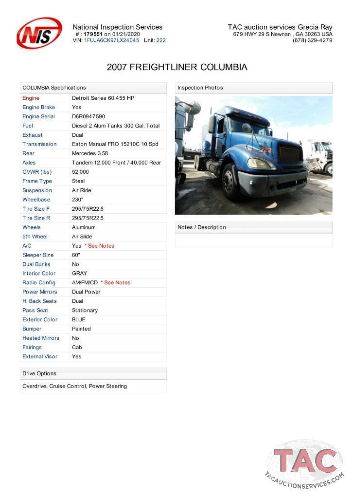 2007 FREIGHTLINER COLUMBIA