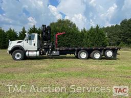 2012 International WorkStar Flatbed w/ Hiab Knuckle-Boom Crane