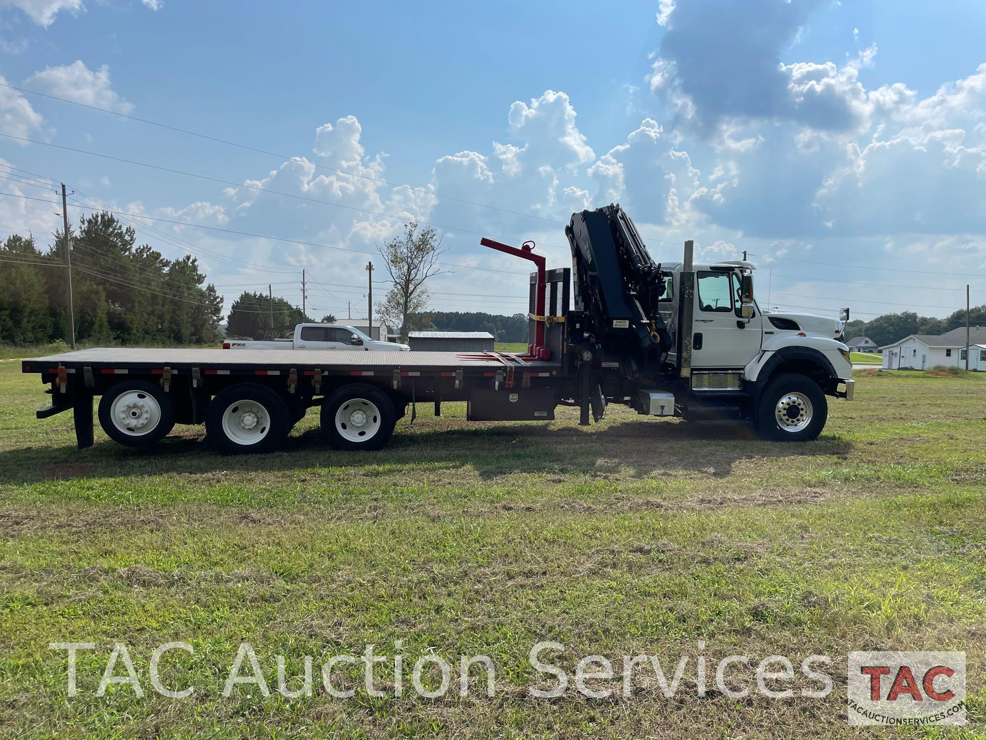 2012 International WorkStar Flatbed w/ Hiab Knuckle-Boom Crane