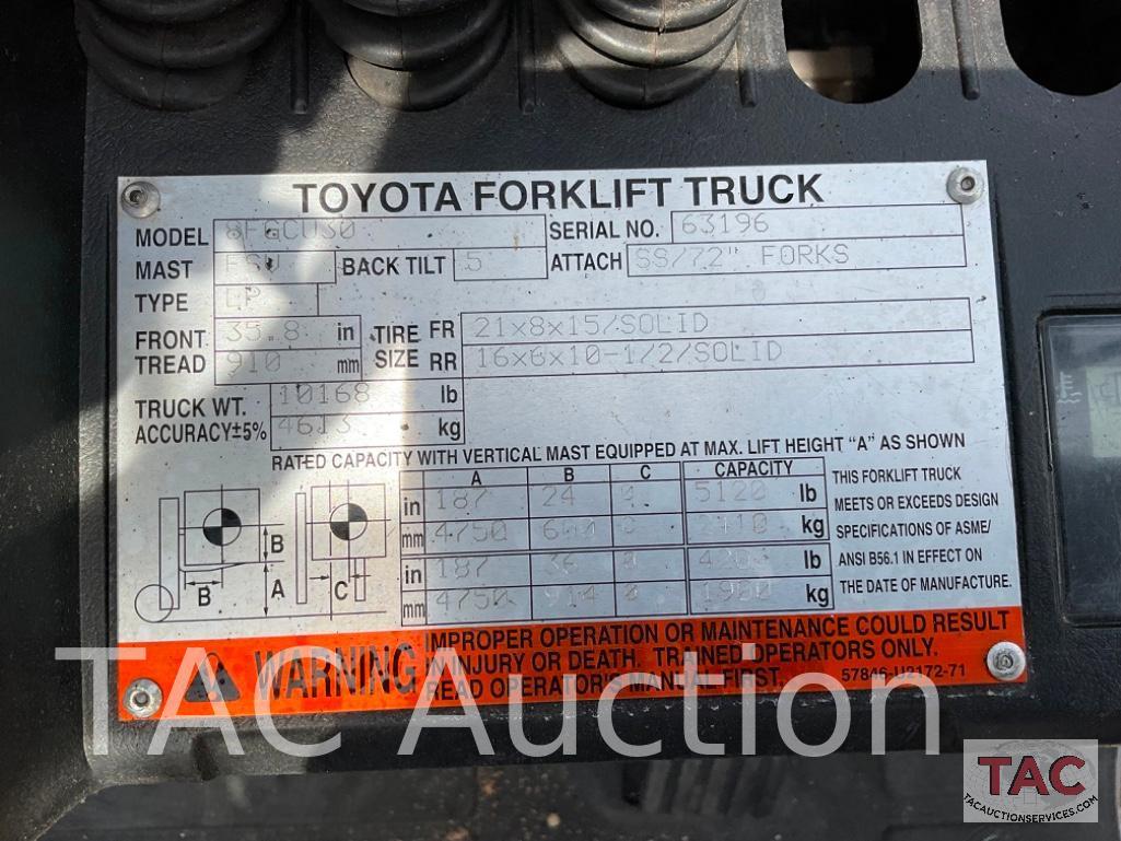 2015 Toyota 8FGCU30 6000lb Forklift