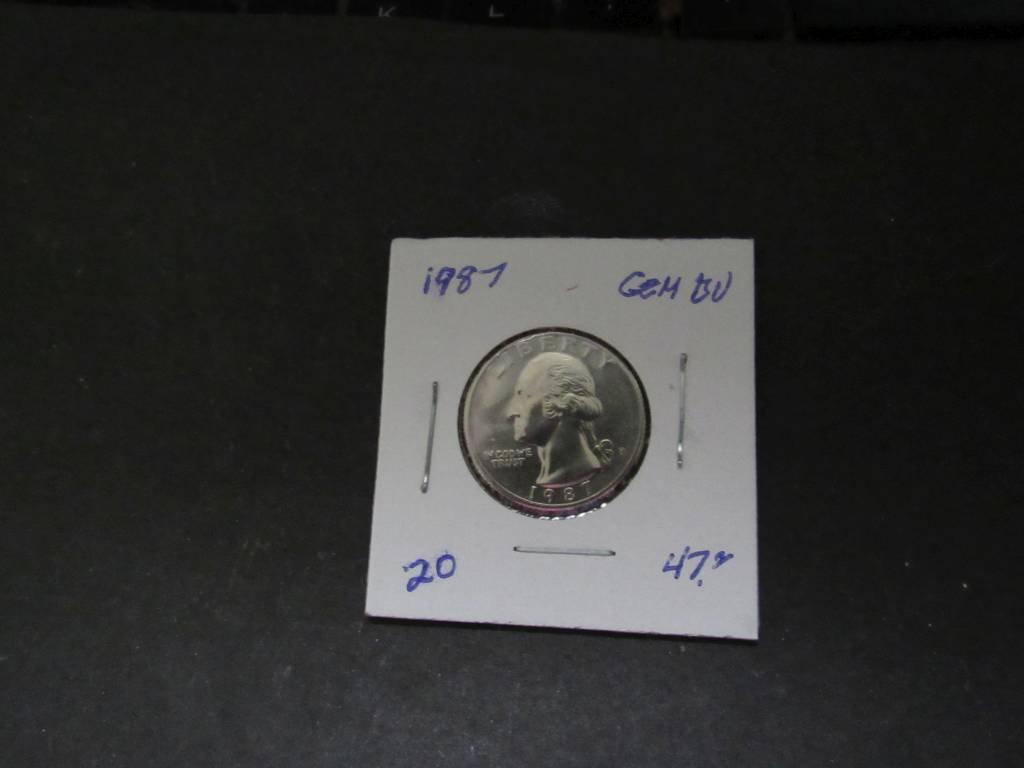 1987 WASHINTON QUARTER GEM BU $47