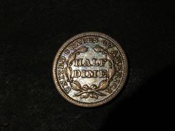 1845 LIBERTY SEATED HALF DIME AU/BU Est: 225