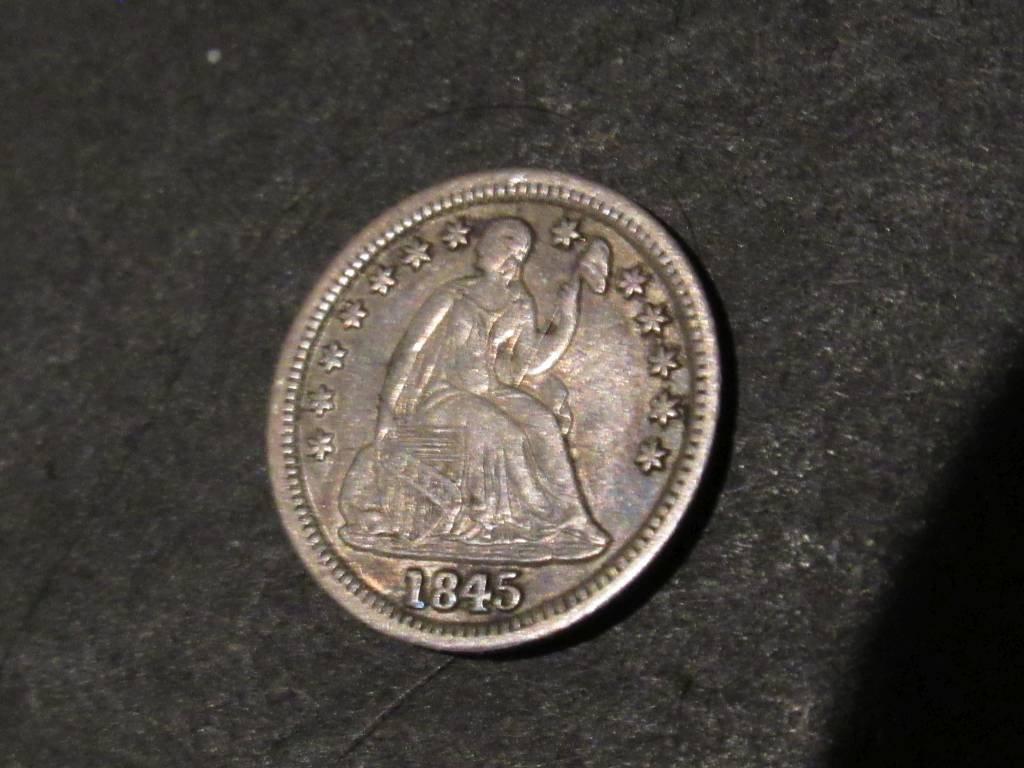 1845 LIBERTY SEATED HALF DIME AU/BU Est: 225