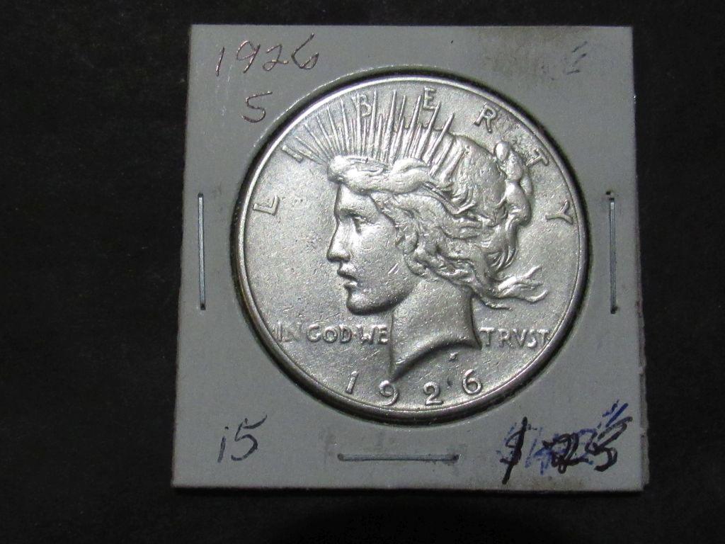 1926 S PEACE DOLLAR Est: $25