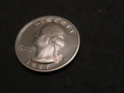 1987 S WASHINGTON QUARTER BU++++ Est: 30