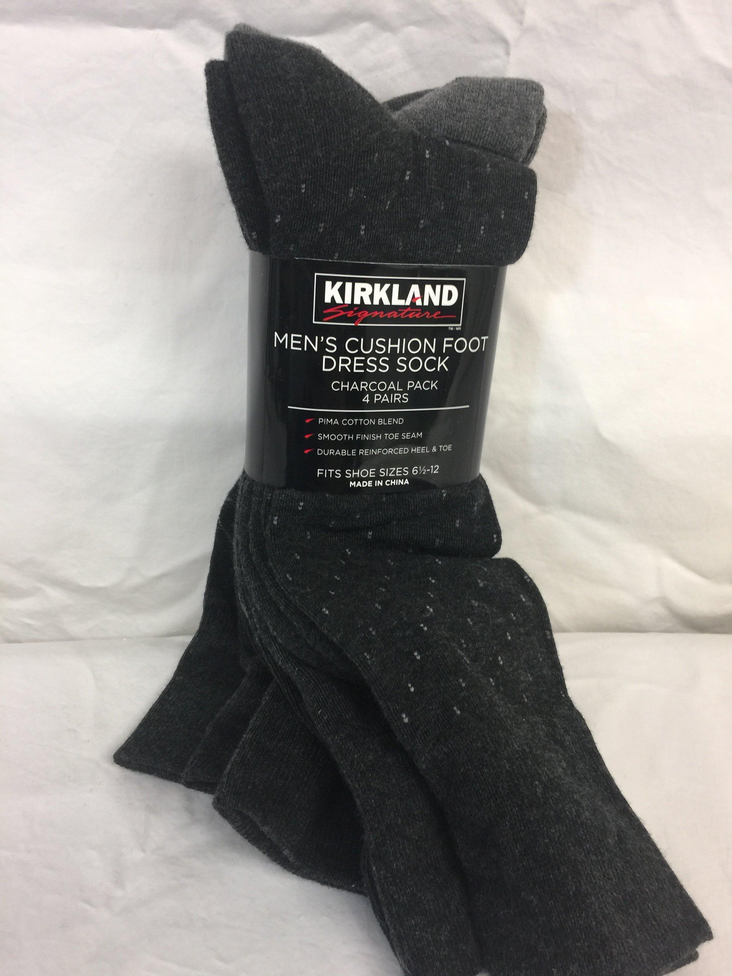 Kirkland Signature Men's Cushioned Foot Dress Socks (4 Pack)(Charcoal Pack)