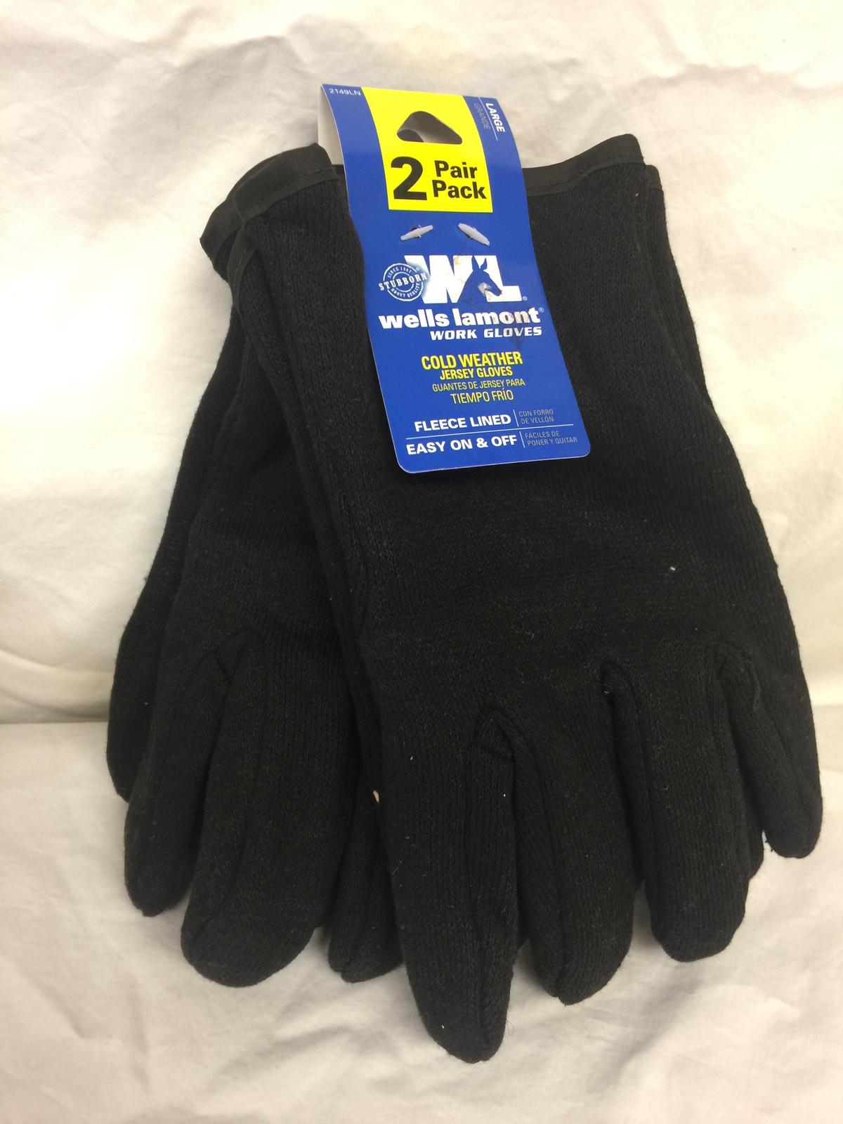 (2) Pair Pack of Wells Lamont Cold Weather Jersey Work Gloves