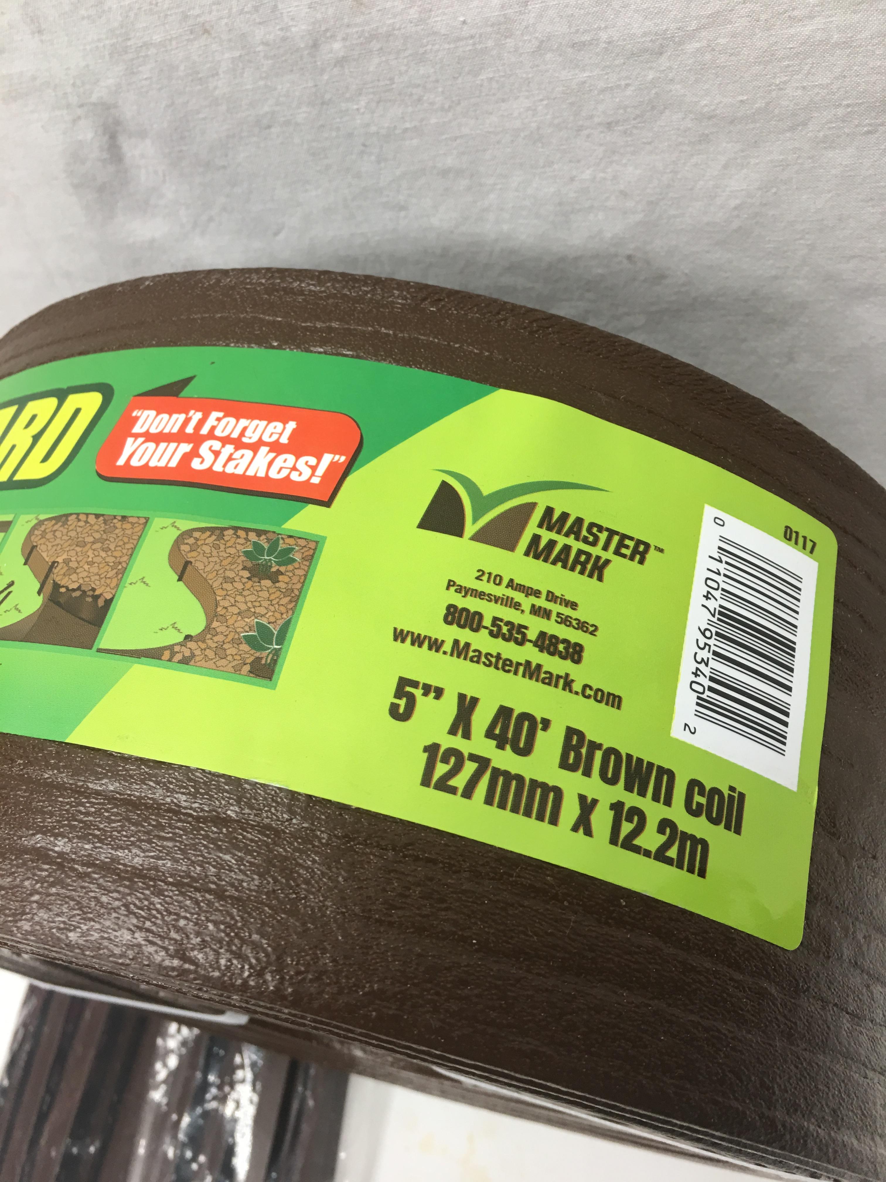 Terrace Board 5" X 40 Feet Brown Coil Edging with Stakes