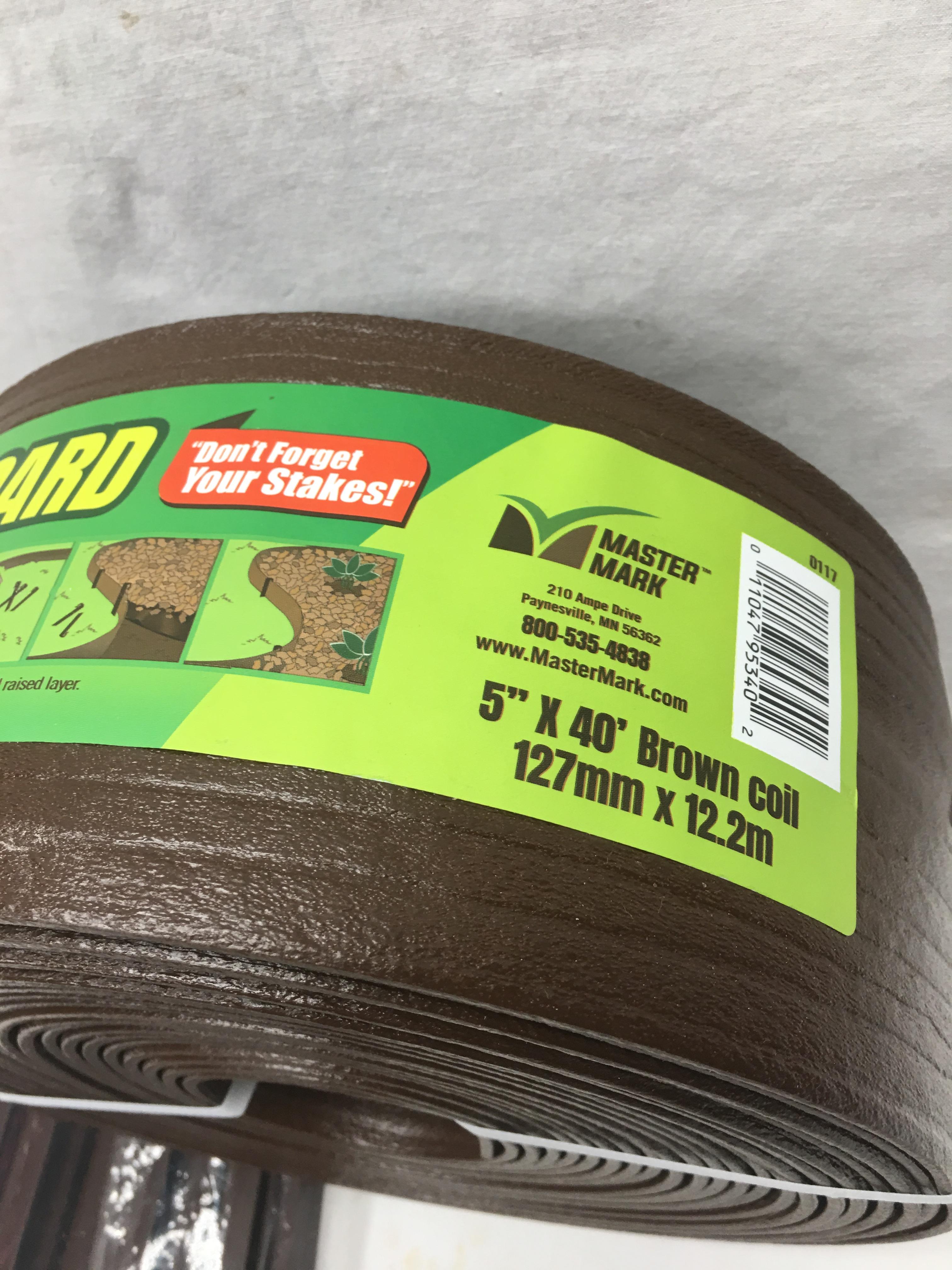 Terrace Board 5" X 40 Feet Brown Coil Edging with Stakes