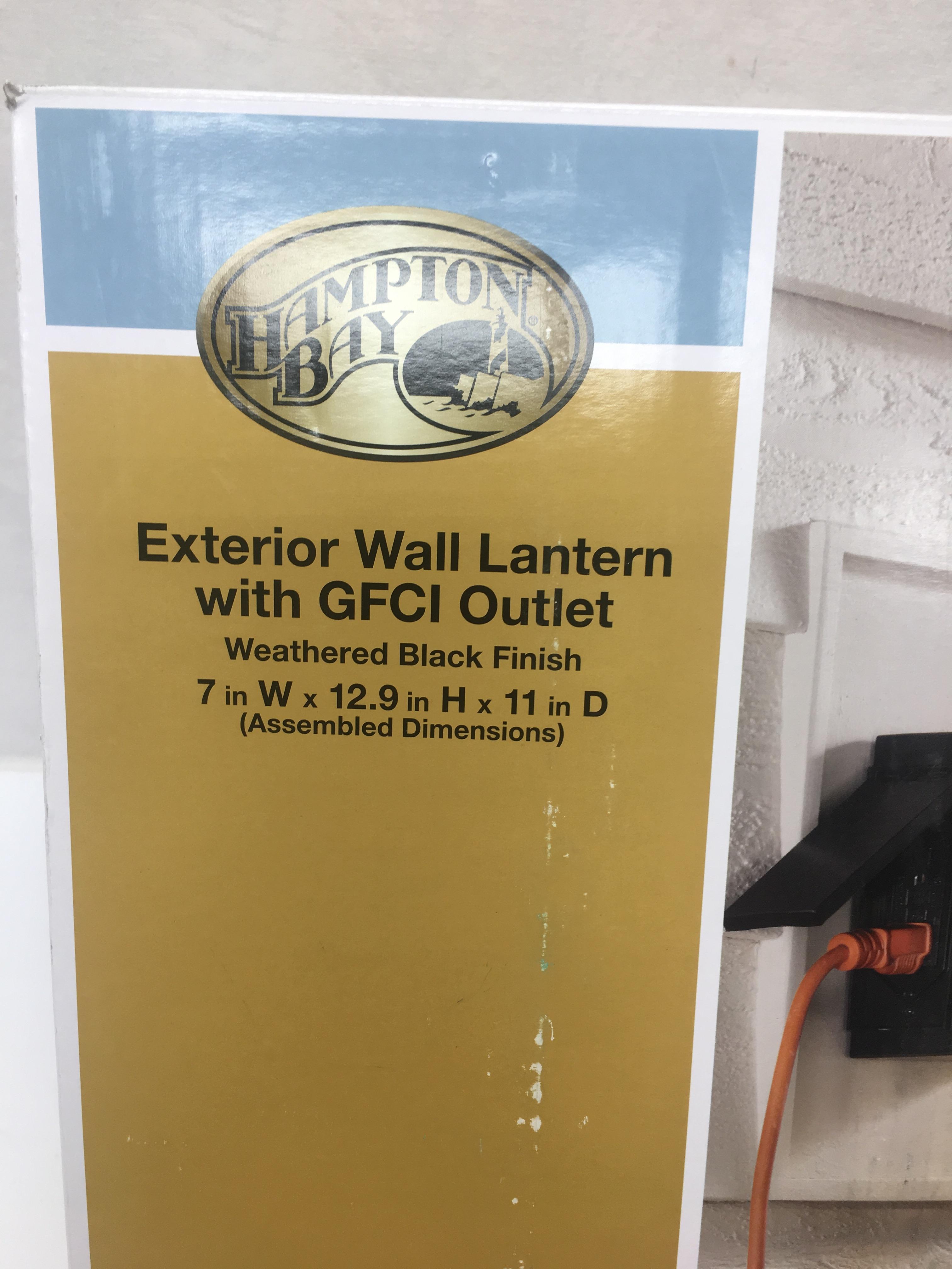 Hampton Bay Exterior Wall Lantern with GFCI Outlet