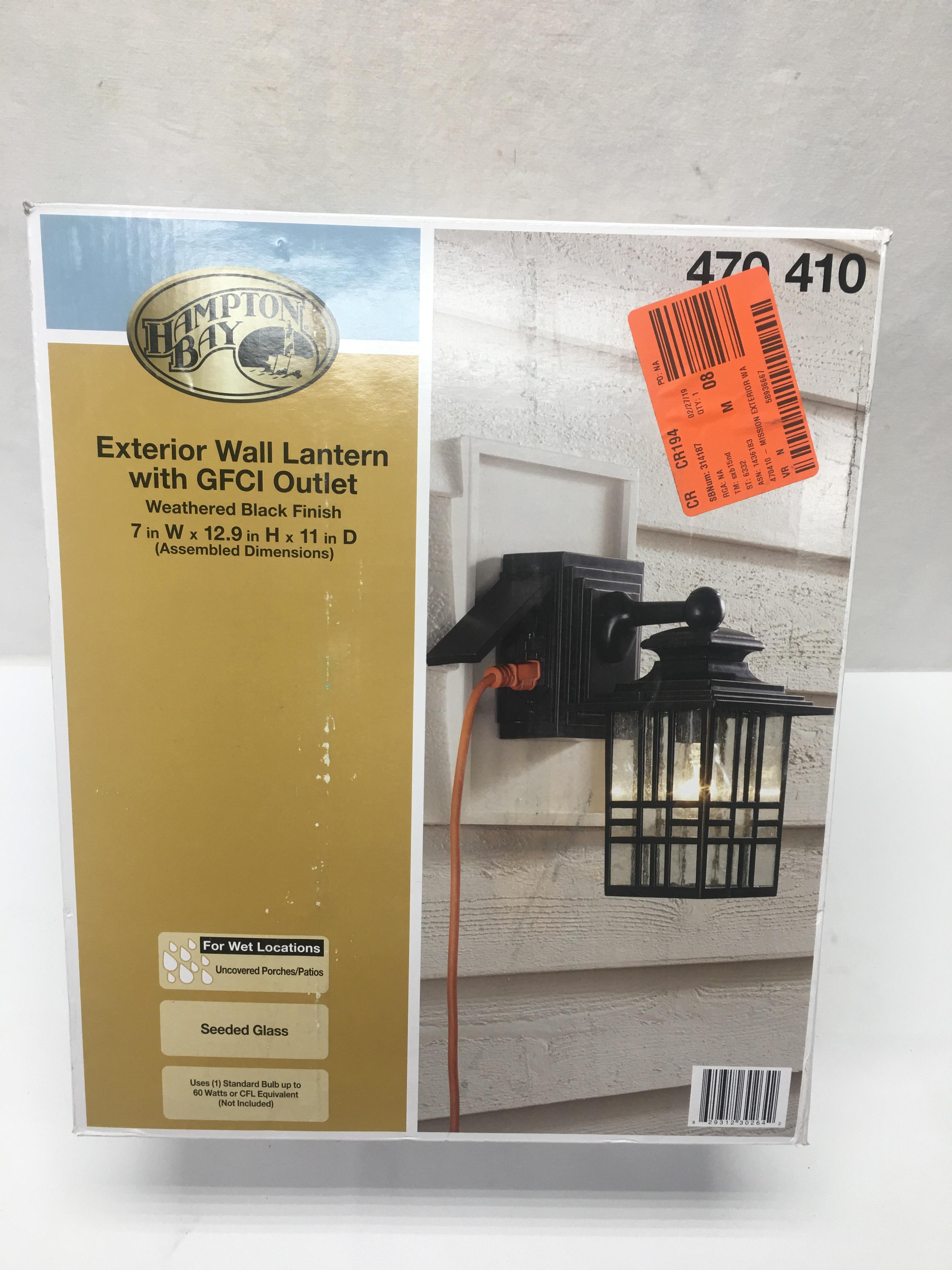 Hampton Bay Exterior Wall Lantern with GFCI Outlet