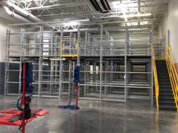 Tear Drop Tire Racking System With Mezzanine