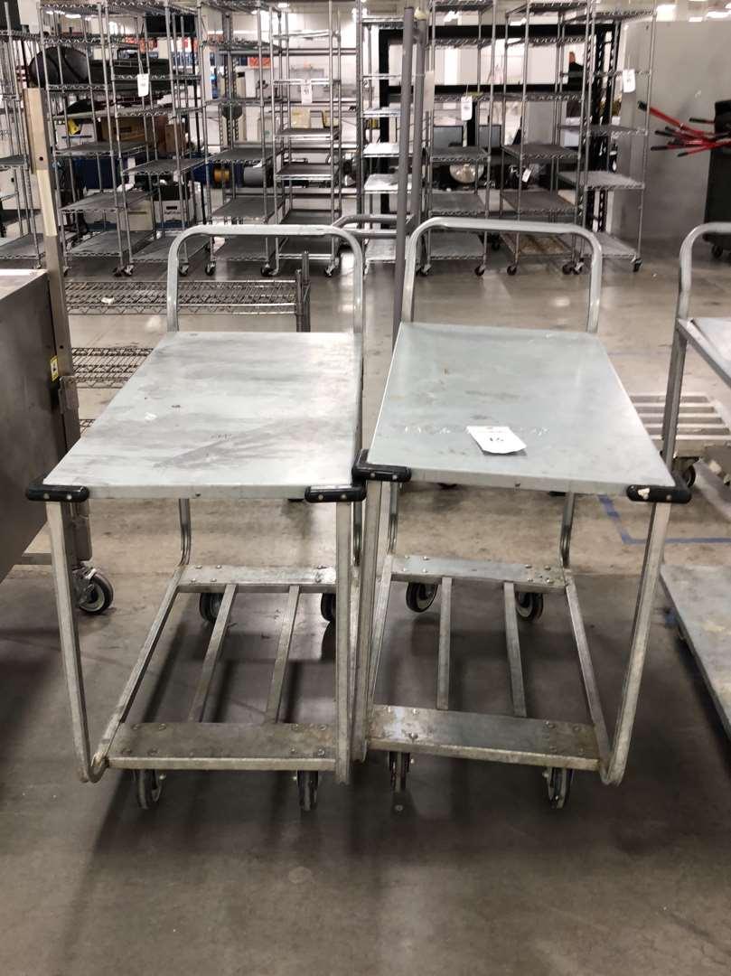 40in Rolling Galvanized Utility Carts With Lower Shelves