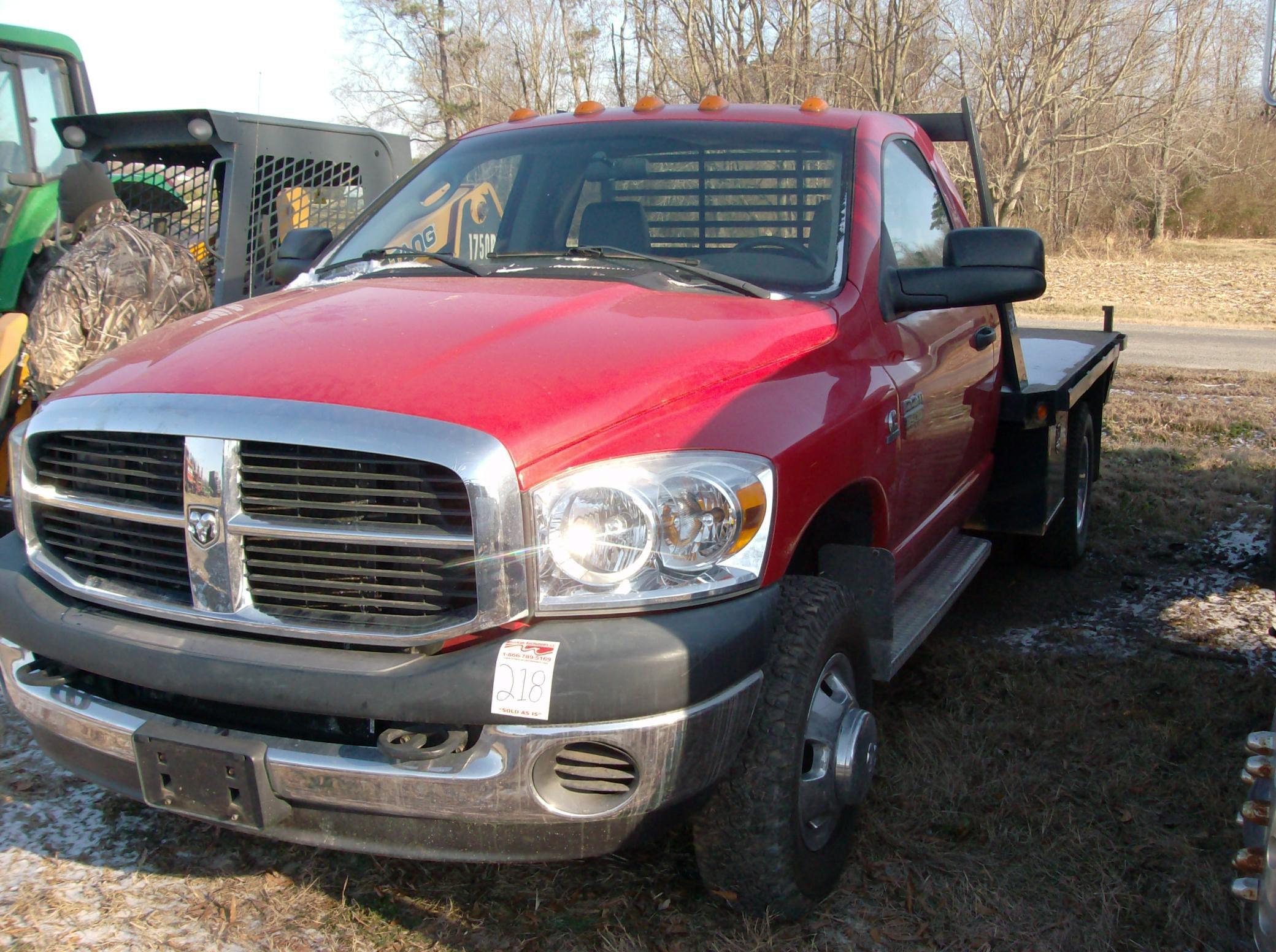 2007 DODGE 3500 RAM HEAVY DUTY 4WD FLATBED, VIN 3D6WH46A37G817201, 6.7L CUMMINS ENG, TURBO DIESEL EN