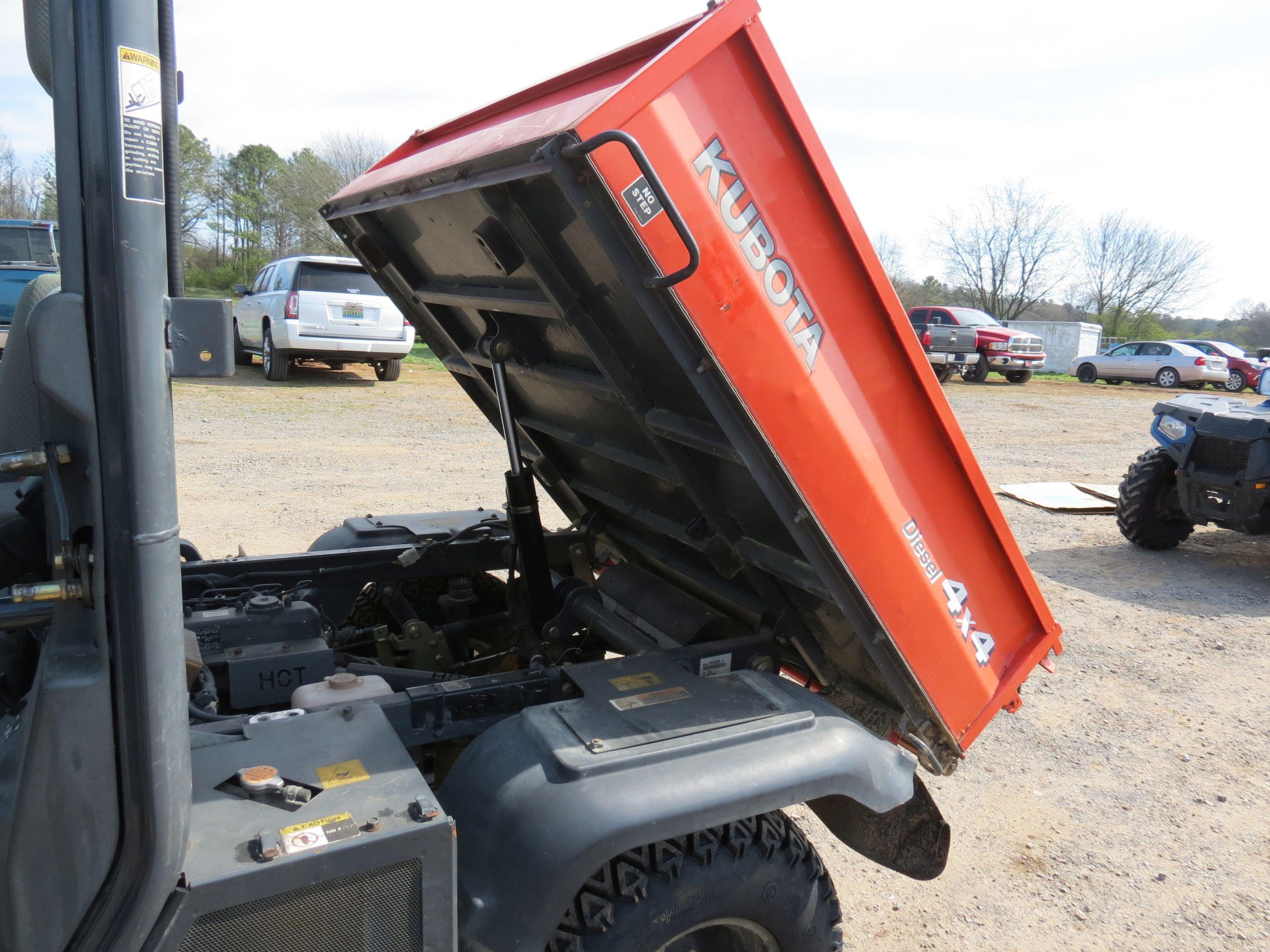 KUBOTA RTV1100 4X4 ATV, S/N KRTV110071013702, DIESEL ENG, ECAB, MANUAL DUMP BED, A/C HEAT, 2905 MTR