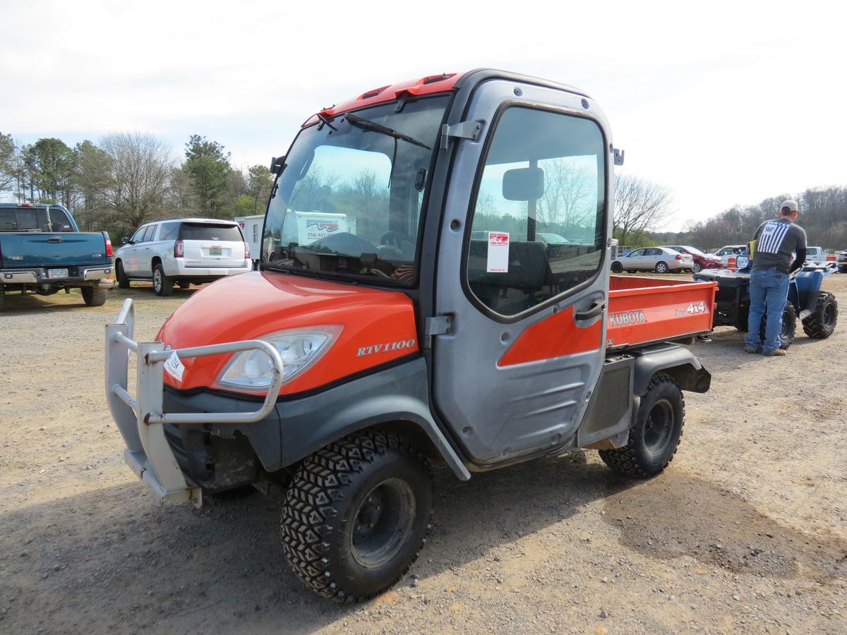 KUBOTA RTV1100 4X4 ATV, S/N KRTV110071013702, DIESEL ENG, ECAB, MANUAL DUMP BED, A/C HEAT, 2905 MTR