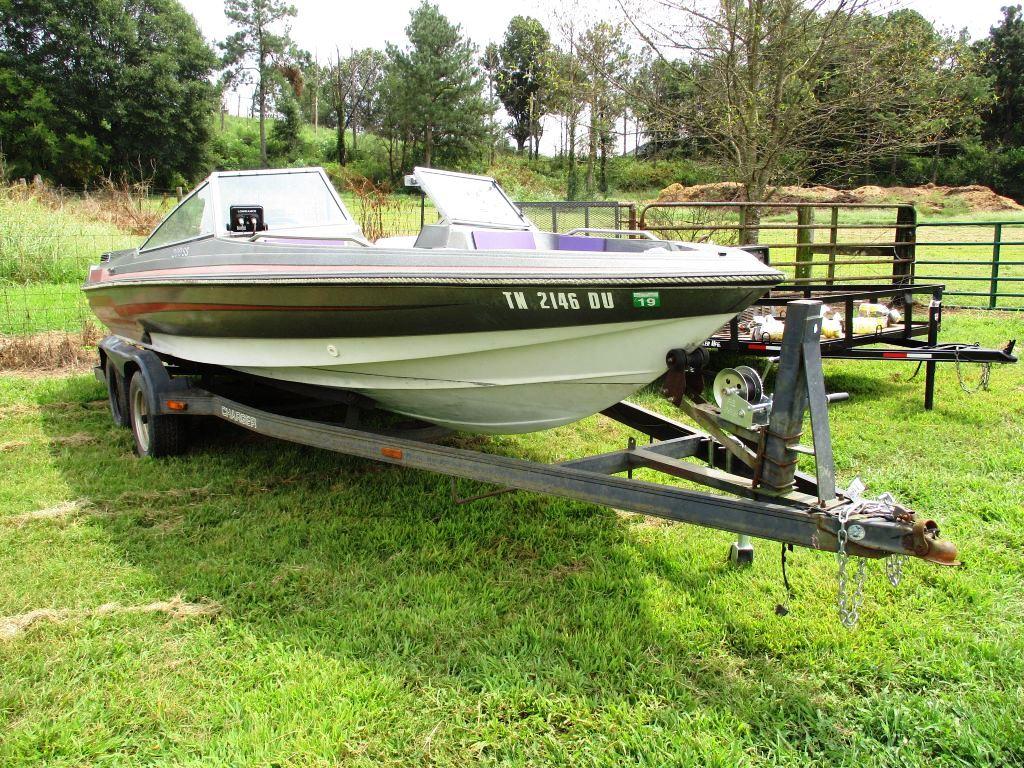 EBBTIDE 200SS DYNA TRAK INBOARD BOAT, S/N ETC002491990, 350 MERCRUISER ENG, CHARGER T/A BOAT TRAILER