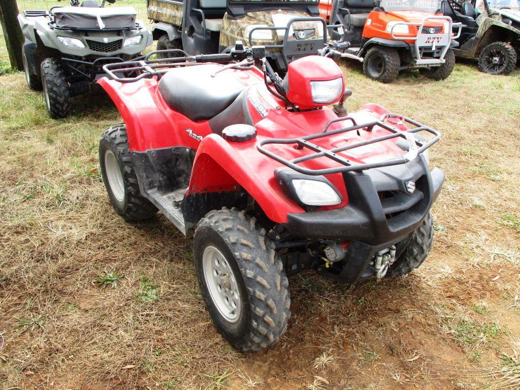 2007 SUZUKI VINSON QUADRUNNER 4X4 500 ATV, WARN 2500 LB WINCH, 381 MTR HRS