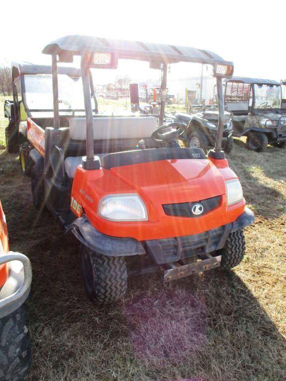 KUBOTA RTV 900 DIESEL 4X4 ATV, S/N 14716, OROPS, HYD DUMP BED, POWER STEERING, 371 MTR HRS