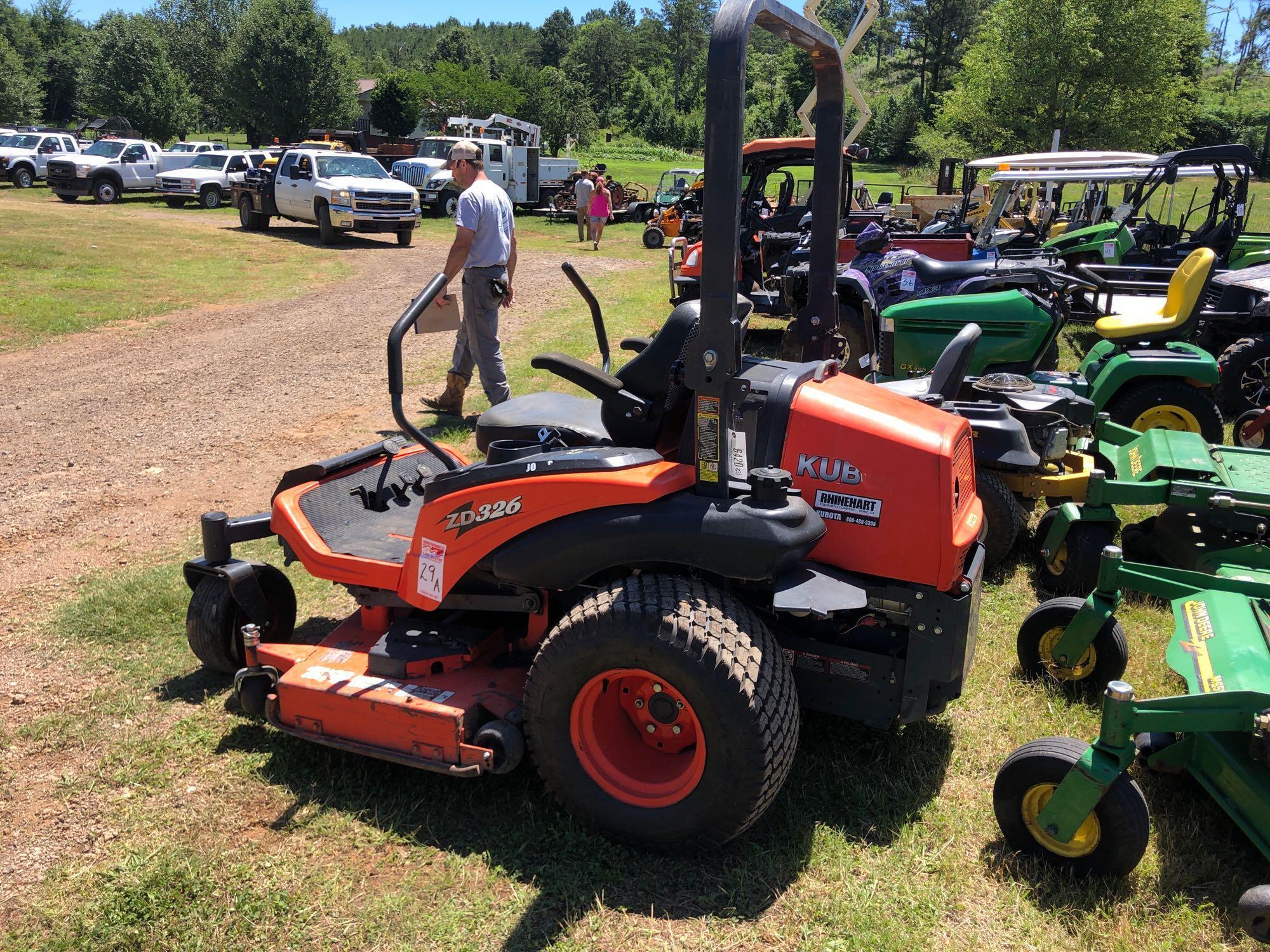 KUBOTA ZD326 ZERO TURN, S/N TL679786, DIESEL ENG, 58'' DECK, 914 MTR HRS