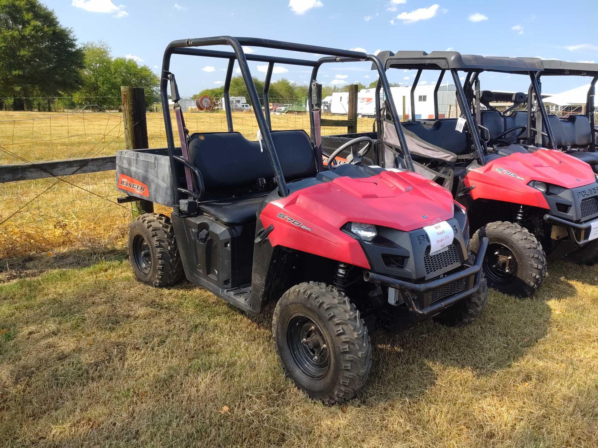 2014 POLARIS RANGER 570 EFI 4X4, MANUAL DUMP BED, OROPS, 2881 MTR HRS