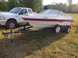 AQUATRON 18' BOAT, INBOARD/OUTBOARD 3.0L MOTOR, SINGLE AXLE TRAILER, S/N JSC013340494TRL, BOSO