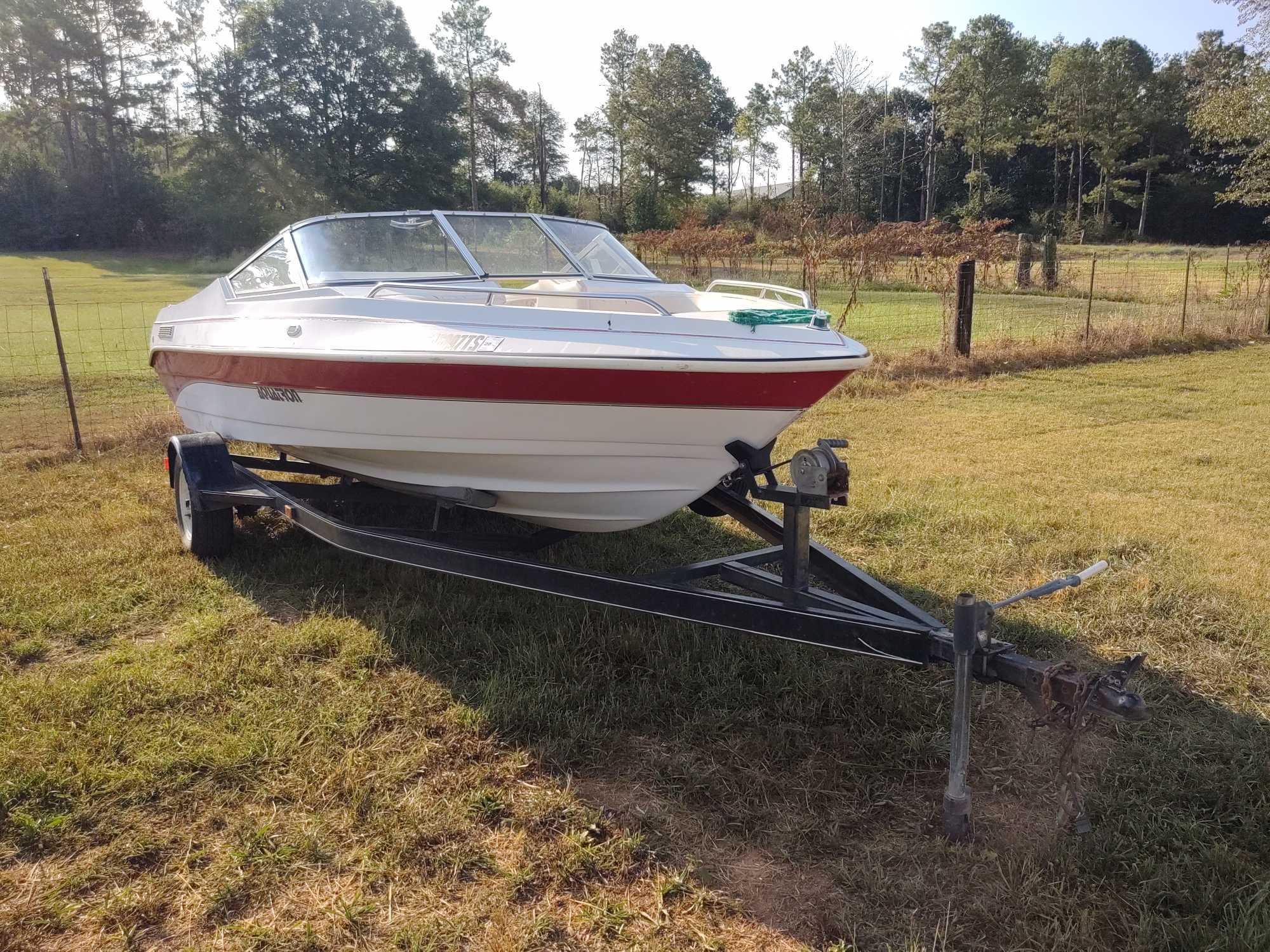 AQUATRON 18' BOAT, INBOARD/OUTBOARD 3.0L MOTOR, SINGLE AXLE TRAILER, S/N JSC013340494TRL, BOSO