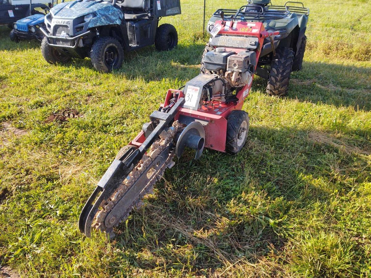 BARRETO MODEL 912 TRENCHER WALK BEHIND, S/N 1337