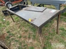 STEEL WORK TABLE, APPROX 30" X 79" W VISE