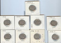 NINE DIFFERENT BUFFALO NICKELS