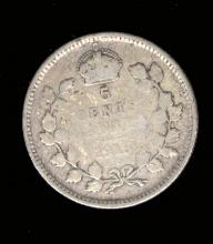 1915 ... KEY DATE ... Silver 5 Cents ... Canada