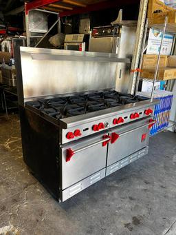 Wolf 10 Burner Gas Range w/2 CONVECTION Ovens Below & Overshelf