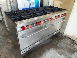 Vulcan 10 Burner Gas Range w/2 Ovens Below