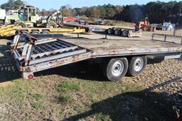 24' FLATBED TRAILER W/ DOVETAIL, RAMPS, TANDEM AXL . ~