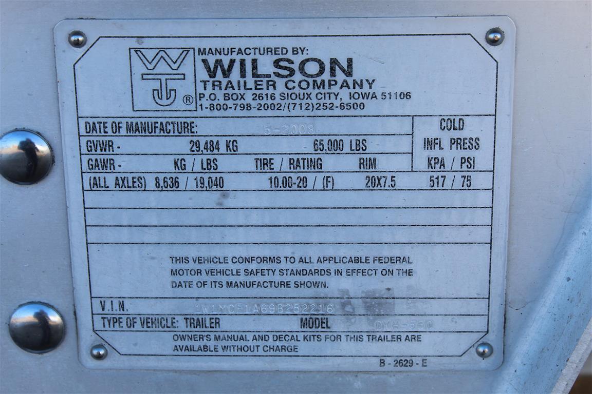 WILSON DWH-550 43' Alum. Grain Trailer, Tandem Axles, Hopper Bottom  ~