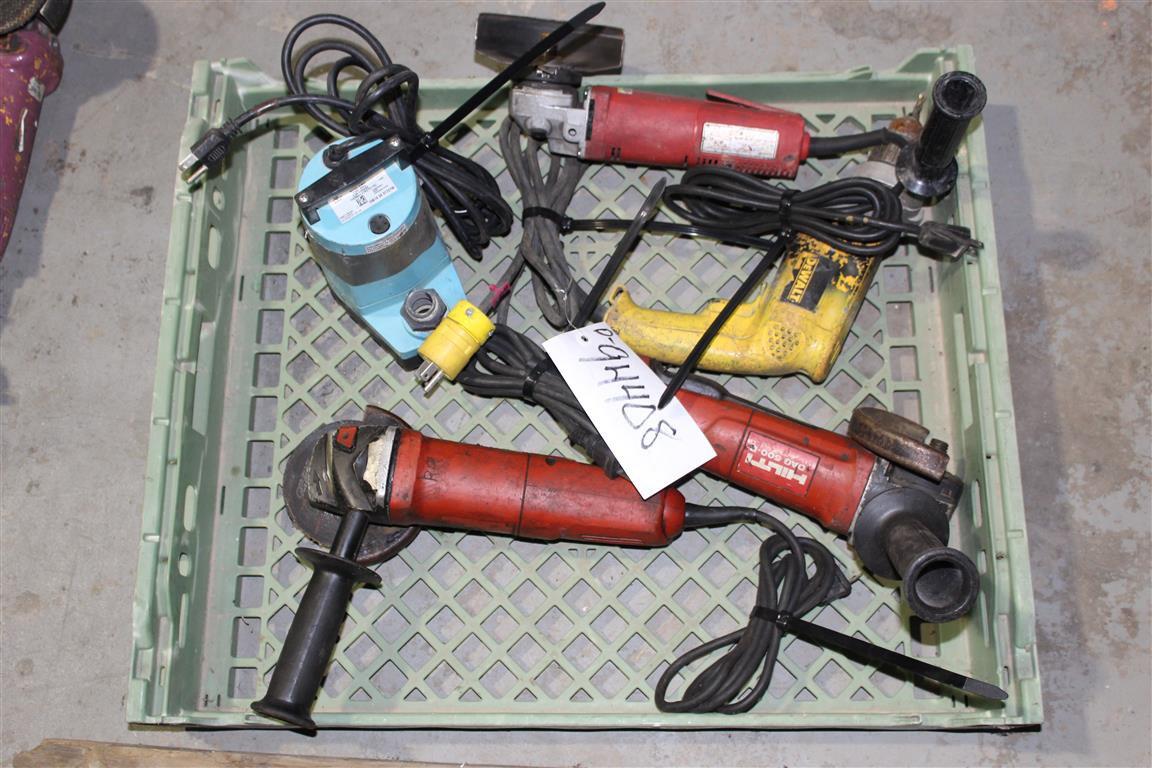 LOT OF POWER TOOLS, GRINDERS, DRILL, PUMP . ~