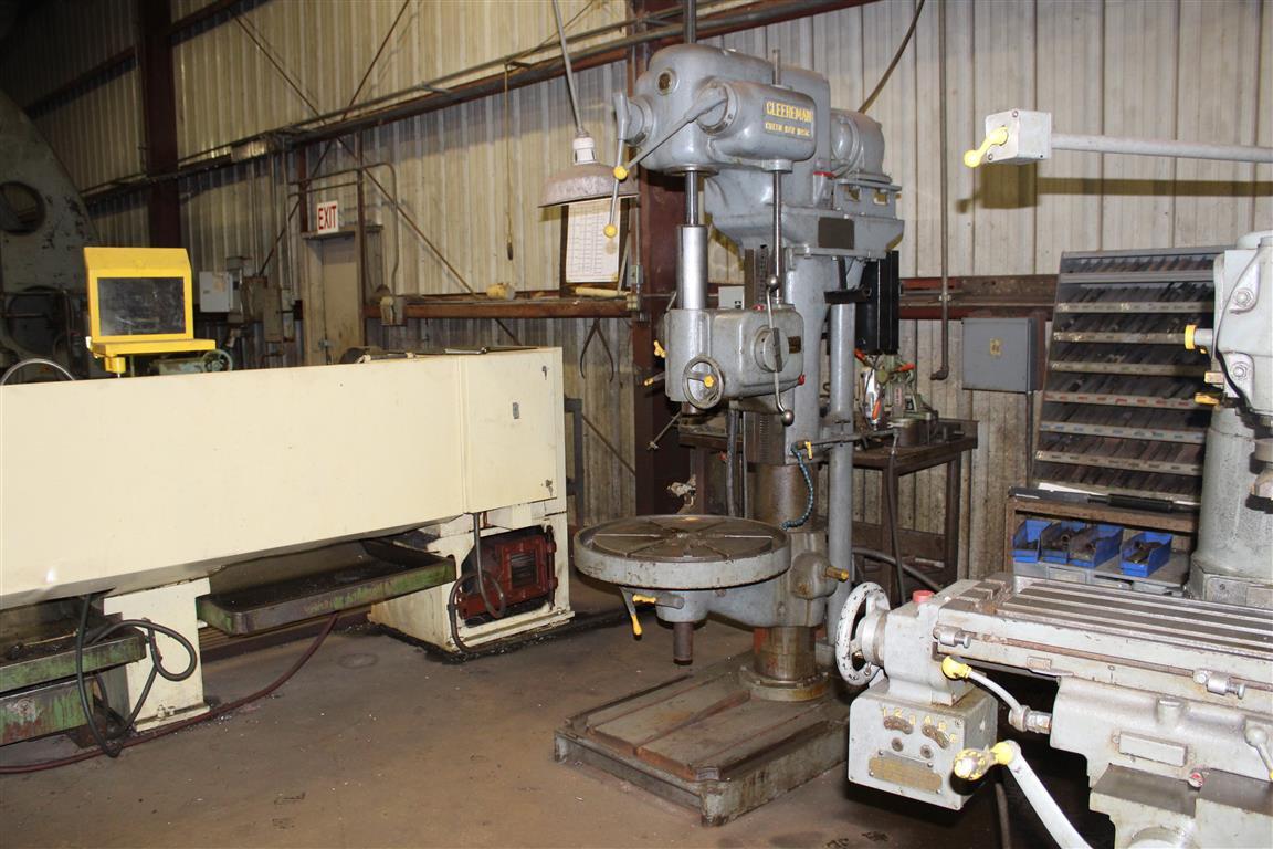 Cleereman Drill Press power feed, 28" manual dia rotary table, #4 moss taper, 50" height