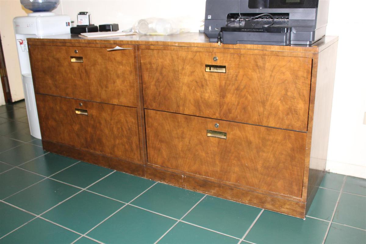 (2) WOOD FILE CABINETS (4-DRAW, HORIZONTAL)