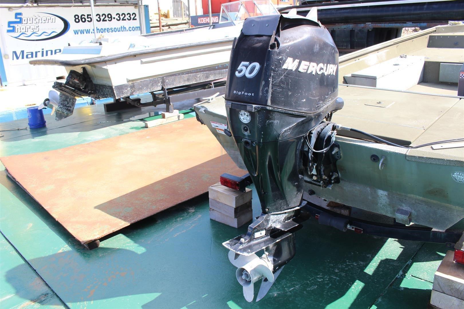 18' TRITON ALUMINUM BOAT W/MERCURY 50HP OUTBOARD