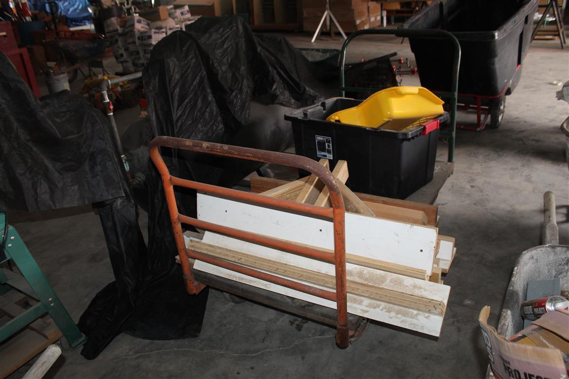 Roll-Around Cart w/ Wood and Contents