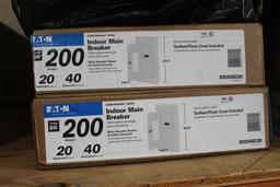 (2) 200 AMP Eaton 20 Space 40 Circuit Indoor Main Breaker