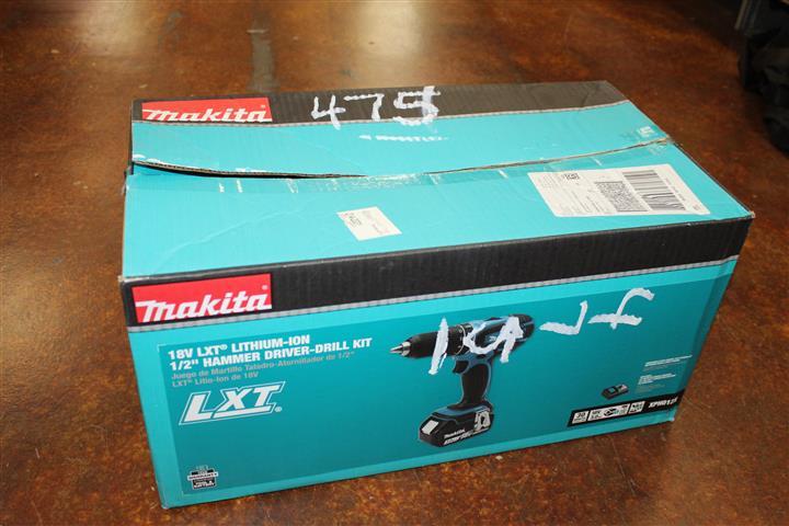 (1) Makita 18V LXT Lithium-Ion 1/2” Hammer Driver-Drill Kit Model XPH012X