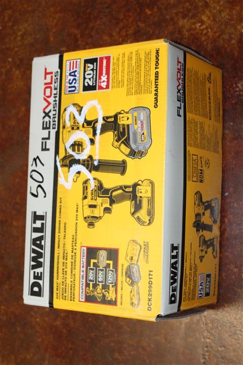 (1) DeWalt FlexVolt Brushless 20V Max Hammerdrill/Impact Driver Combo Kit Model DCK299D1T1