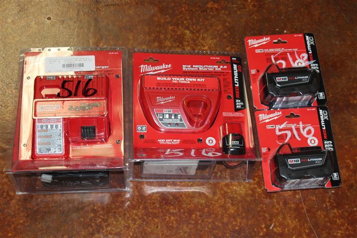 (2) Milwaukee M18” Redlithium XC Extended Capacity Battery Pack Model 48-11-1828, (1) M18 and M12 Mu