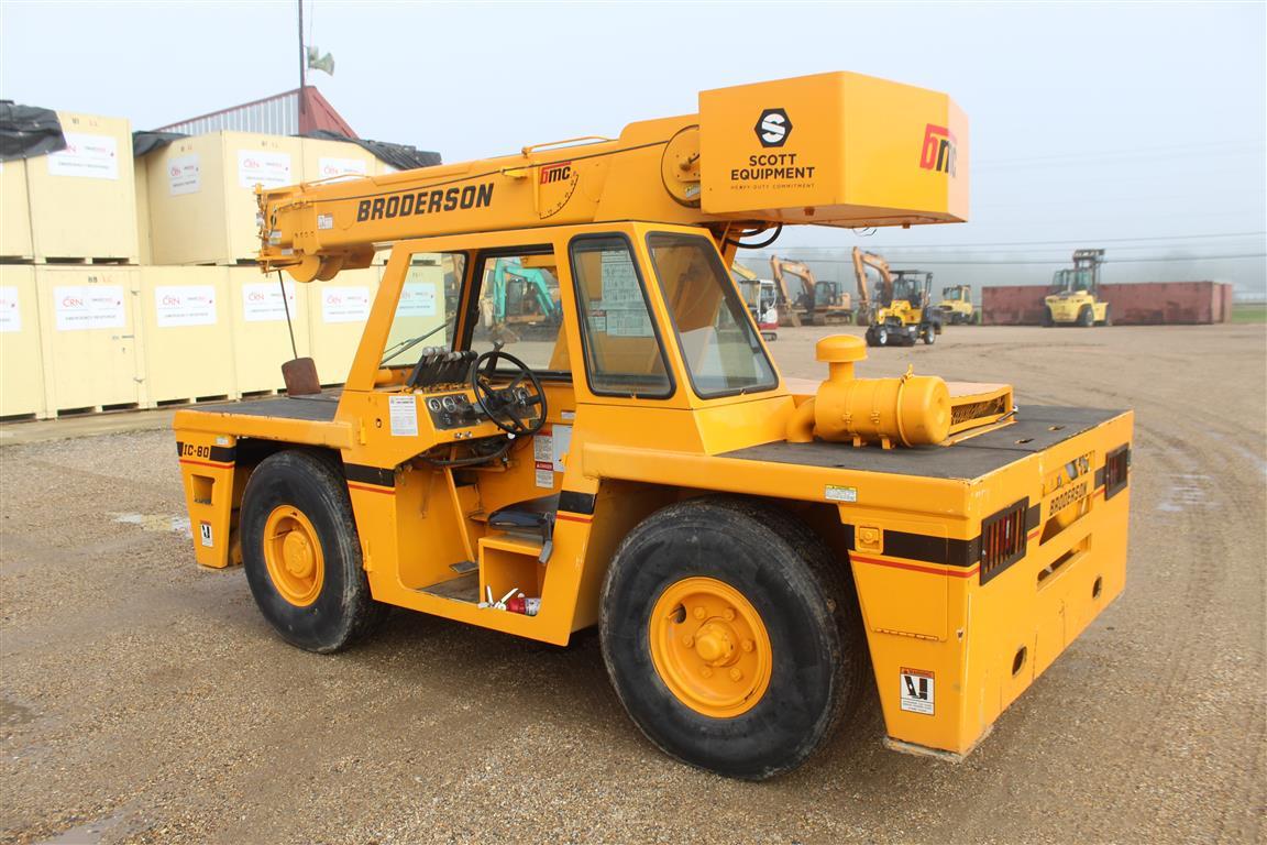 BRODERSON IC80-1F Enclosed Cab Cummins Engine 9 Ton Lift Capacity Swing Away Jib Crab Steer Outrigge